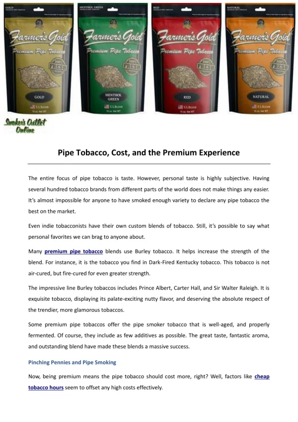 pipe tobacco cost and the premium experience