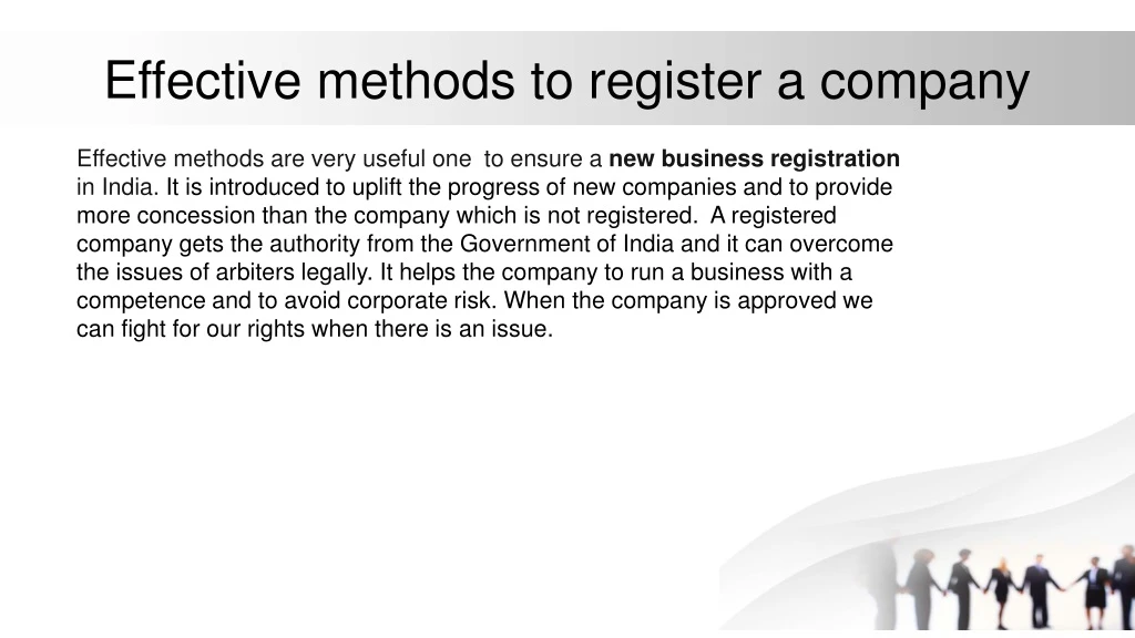 effective methods to register a company