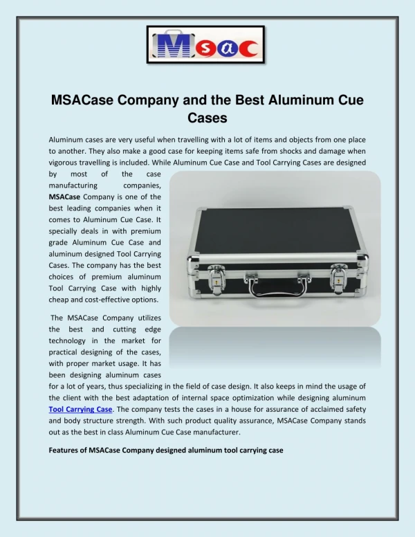 MSACase Company and the Best Aluminum Cue Cases