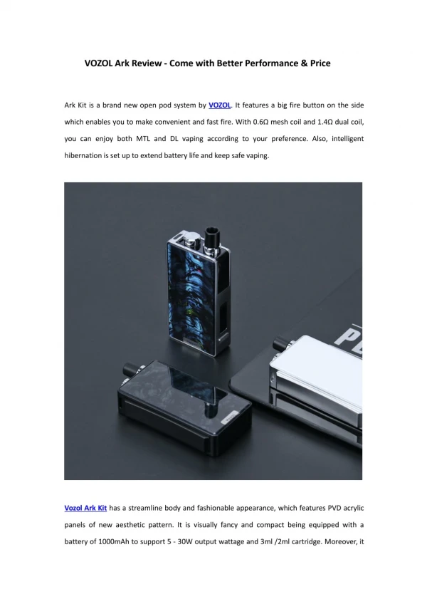 vozol ark review come with better performance