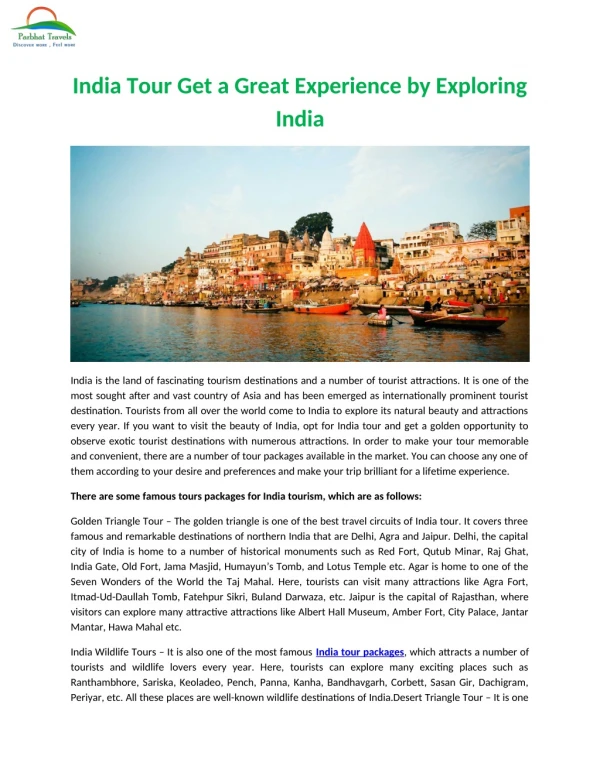 India Tour Get a Great Experience by Exploring India