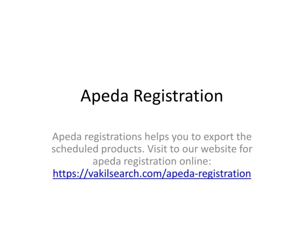 Apeda Registration