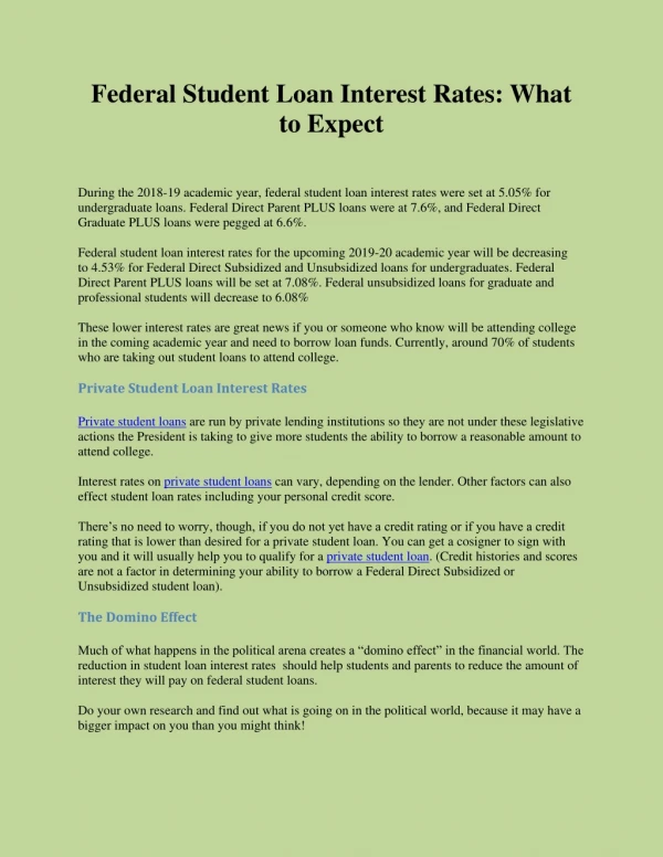 Federal Student Loan Interest Rates: What to Expect
