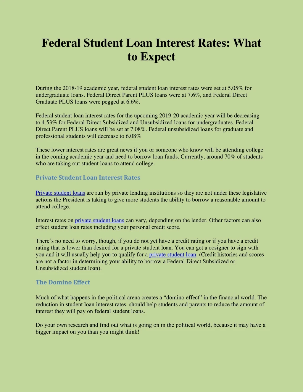 federal student loan interest rates what to expect