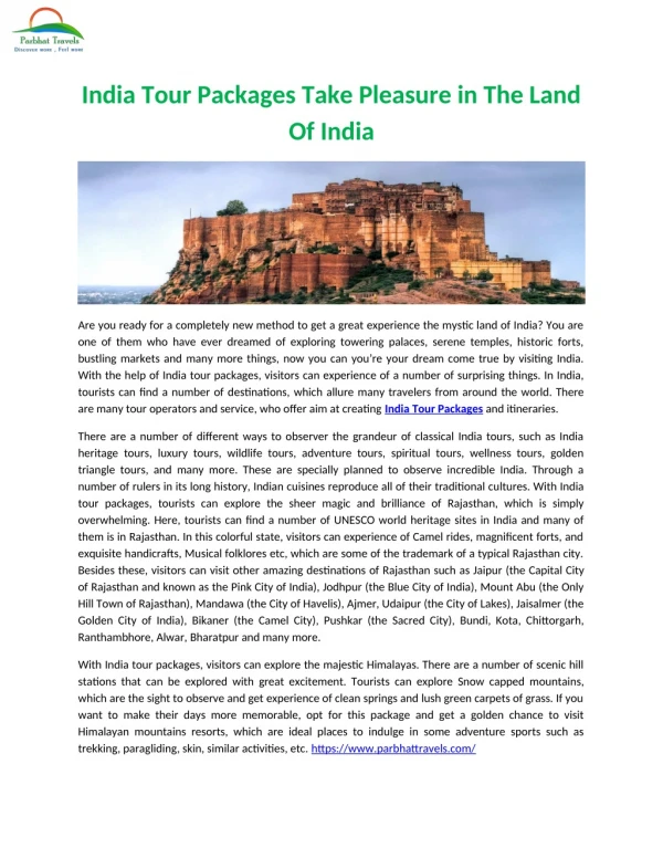 India Tour Packages Take Pleasure in The Land Of India