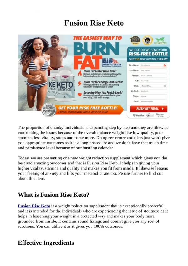 Master The Art Of Fusion Rise Keto With These 10 Tips