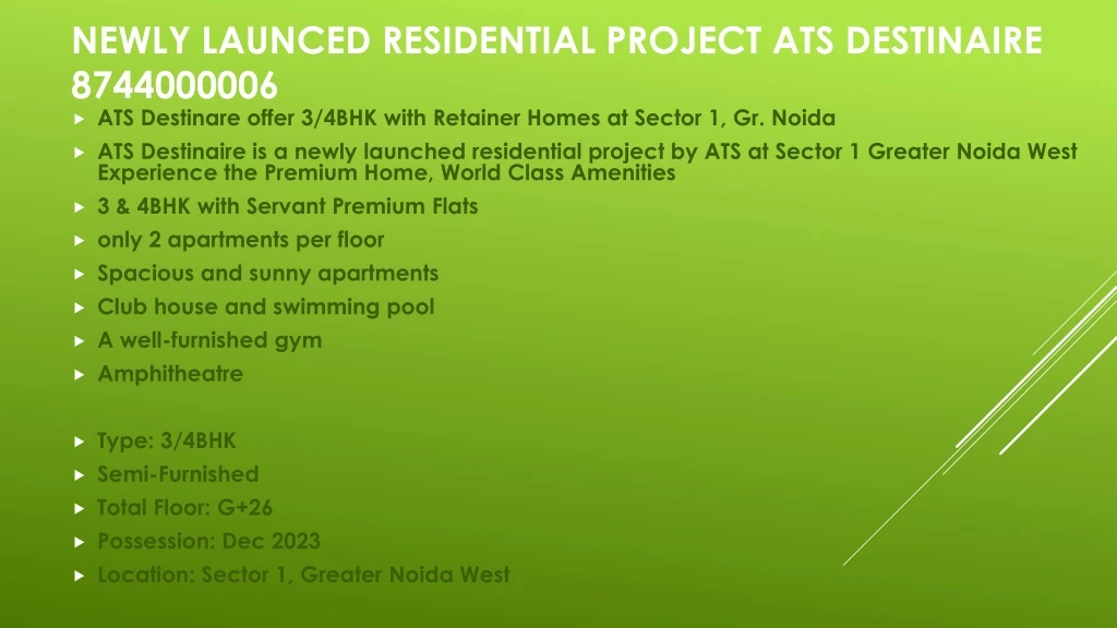 newly launced residential project ats destinaire 8744000006