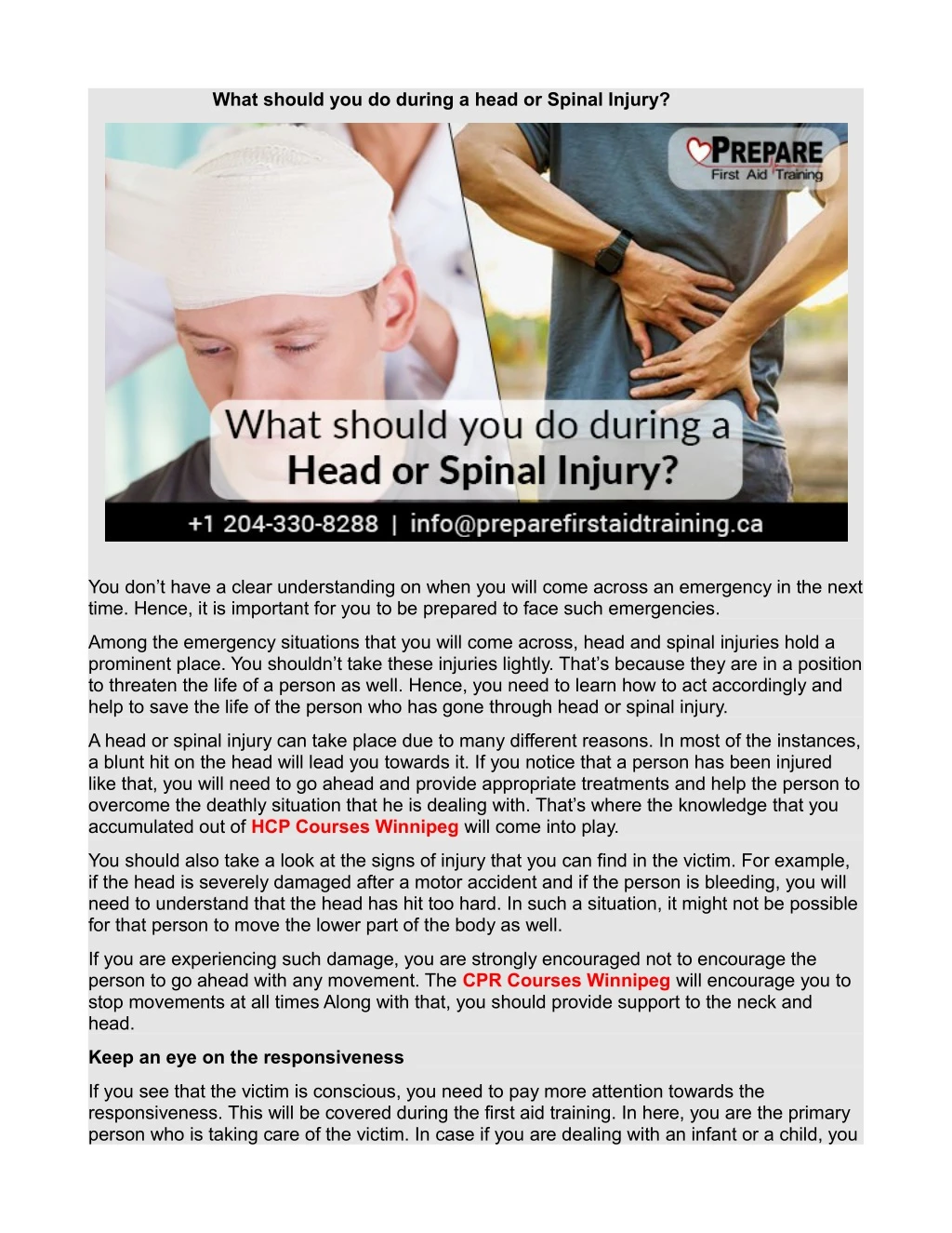 what should you do during a head or spinal injury