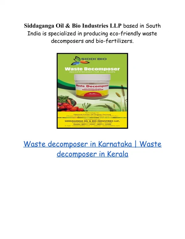 Siddi bio | Bio Fertilizer in South India, Karnataka
