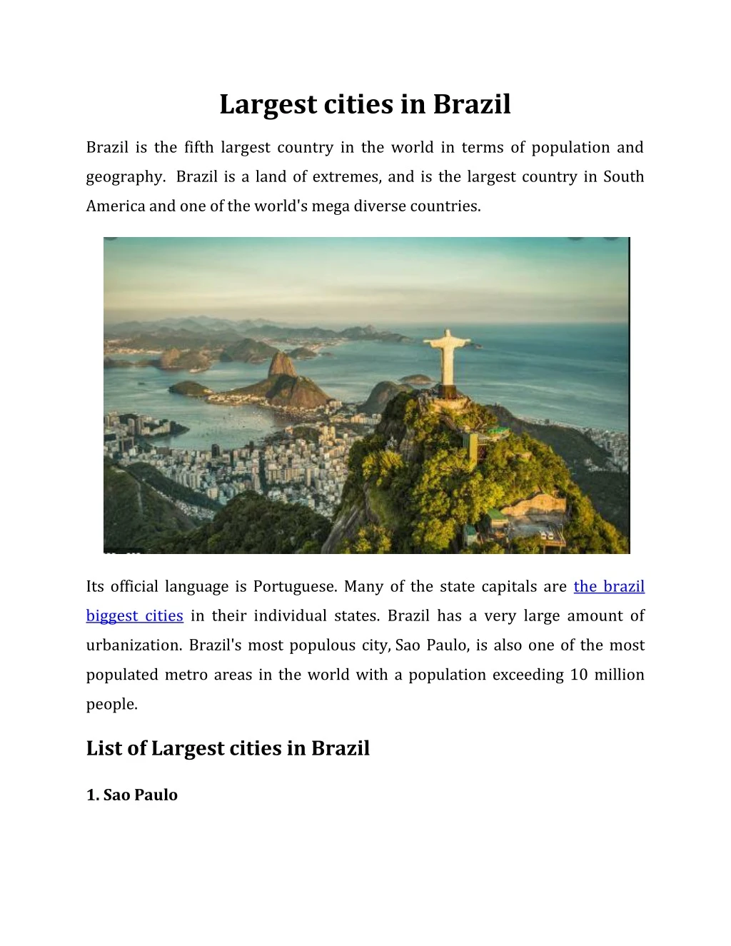 largest cities in brazil