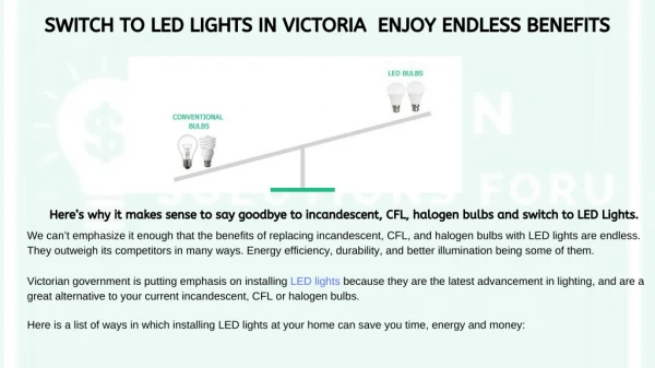 SWITCH TO LED LIGHTS IN VICTORIA ENJOY ENDLESS BENEFITS