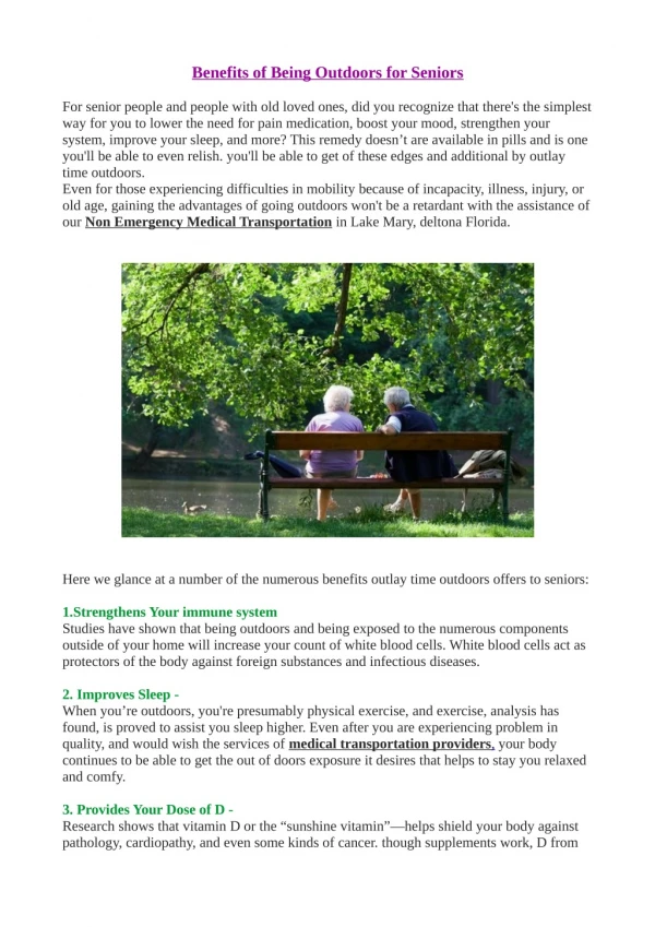 Benefits of Being Outdoors for Seniors