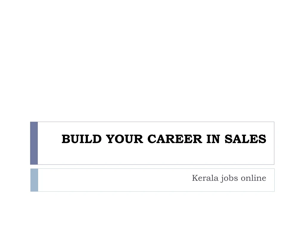 build your career in sales