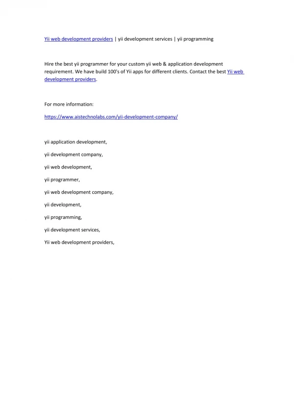 yii web development providers yii development