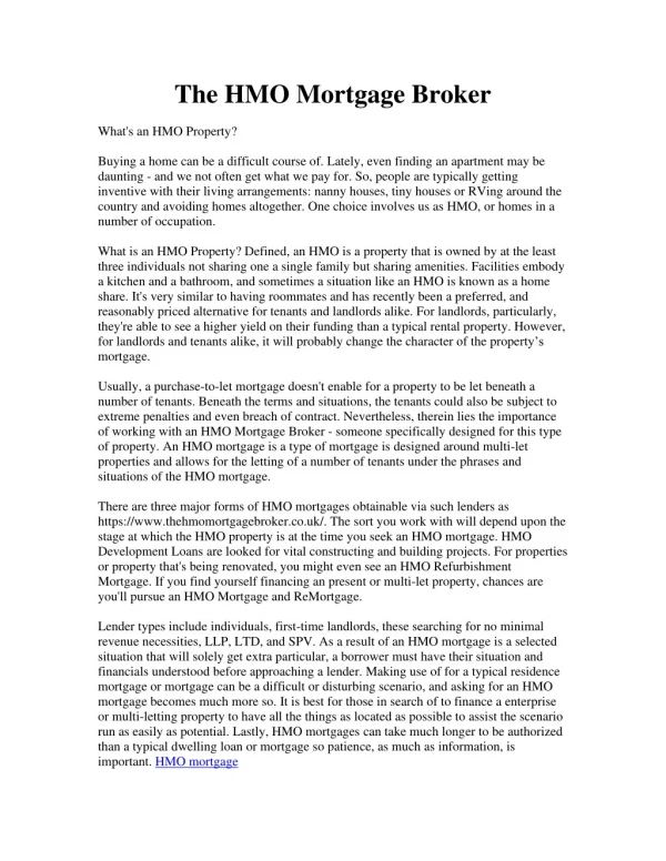 The HMO Mortgage Broker