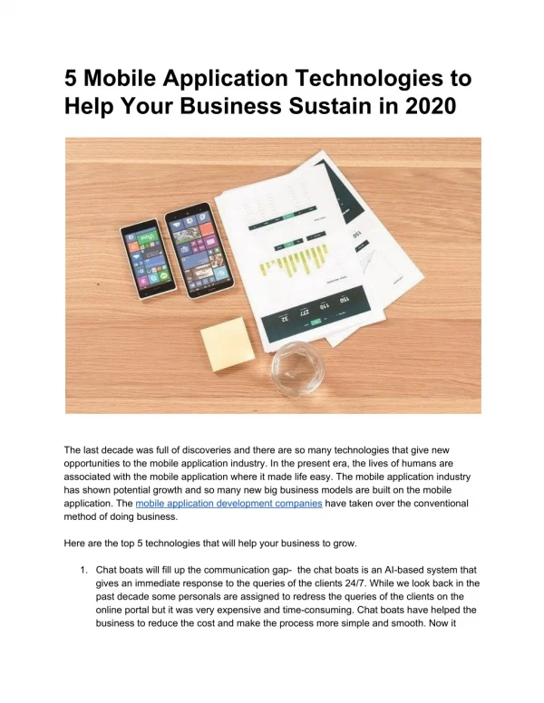 5 Mobile Application Technologies to Help Your Business Sustain in 2020