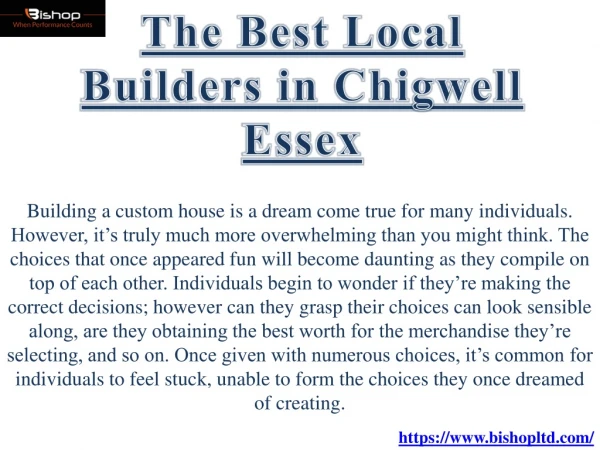 The Best Local Builders in Chigwell Essex - Bishop Ltd