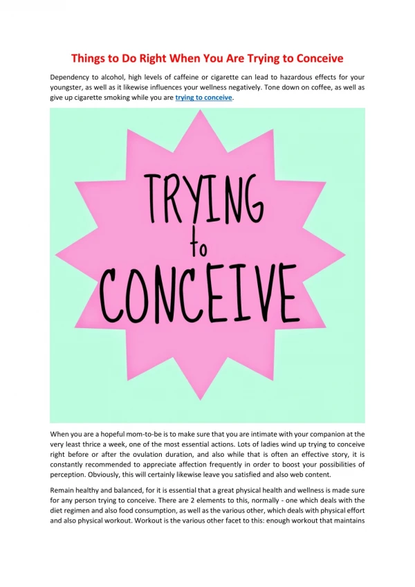 things to do right when you are trying to conceive