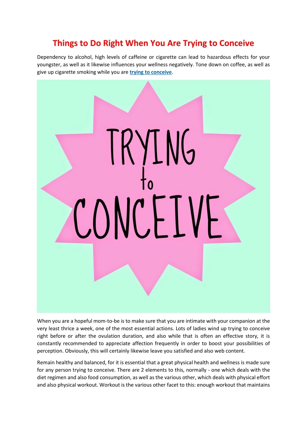 things to do right when you are trying to conceive