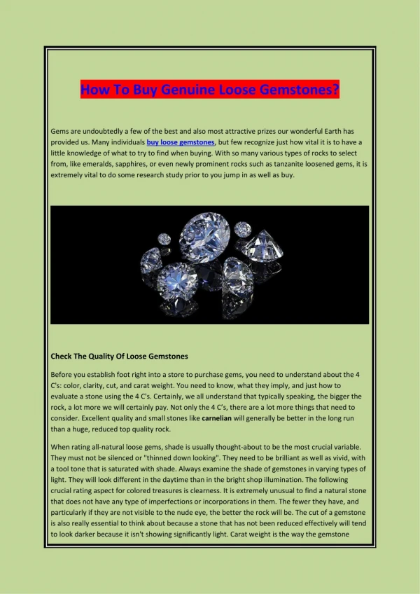 how to buy genuine loose gemstones