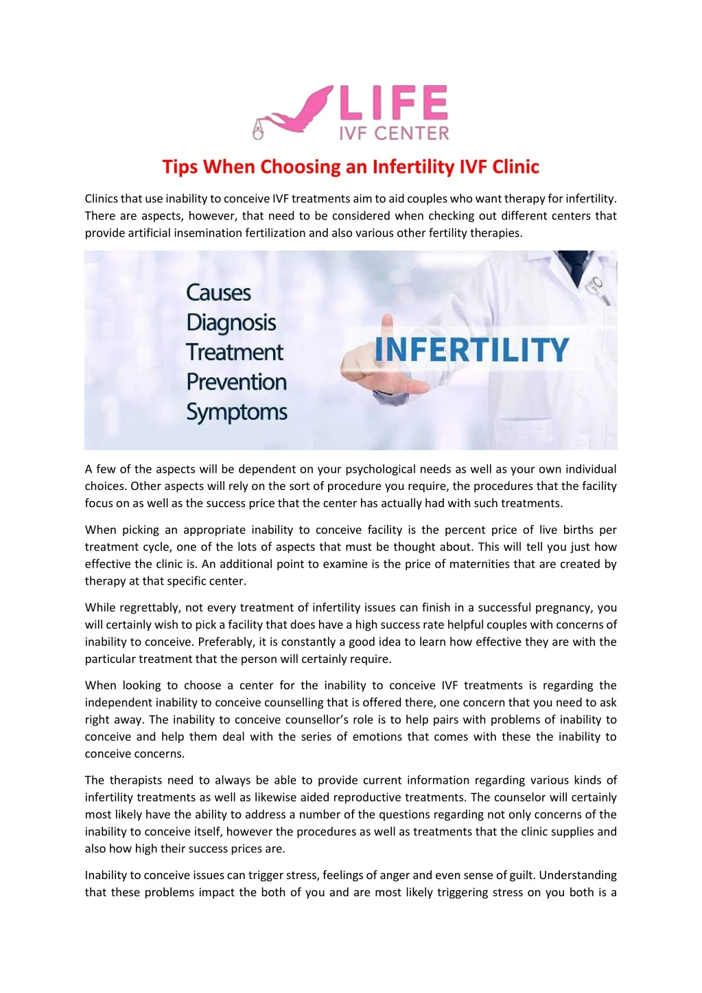 tips when choosing an infertility ivf clinic
