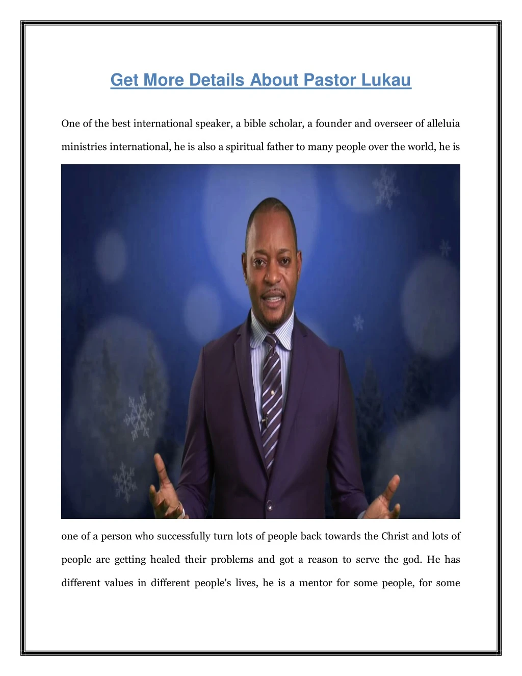 get more details about pastor lukau