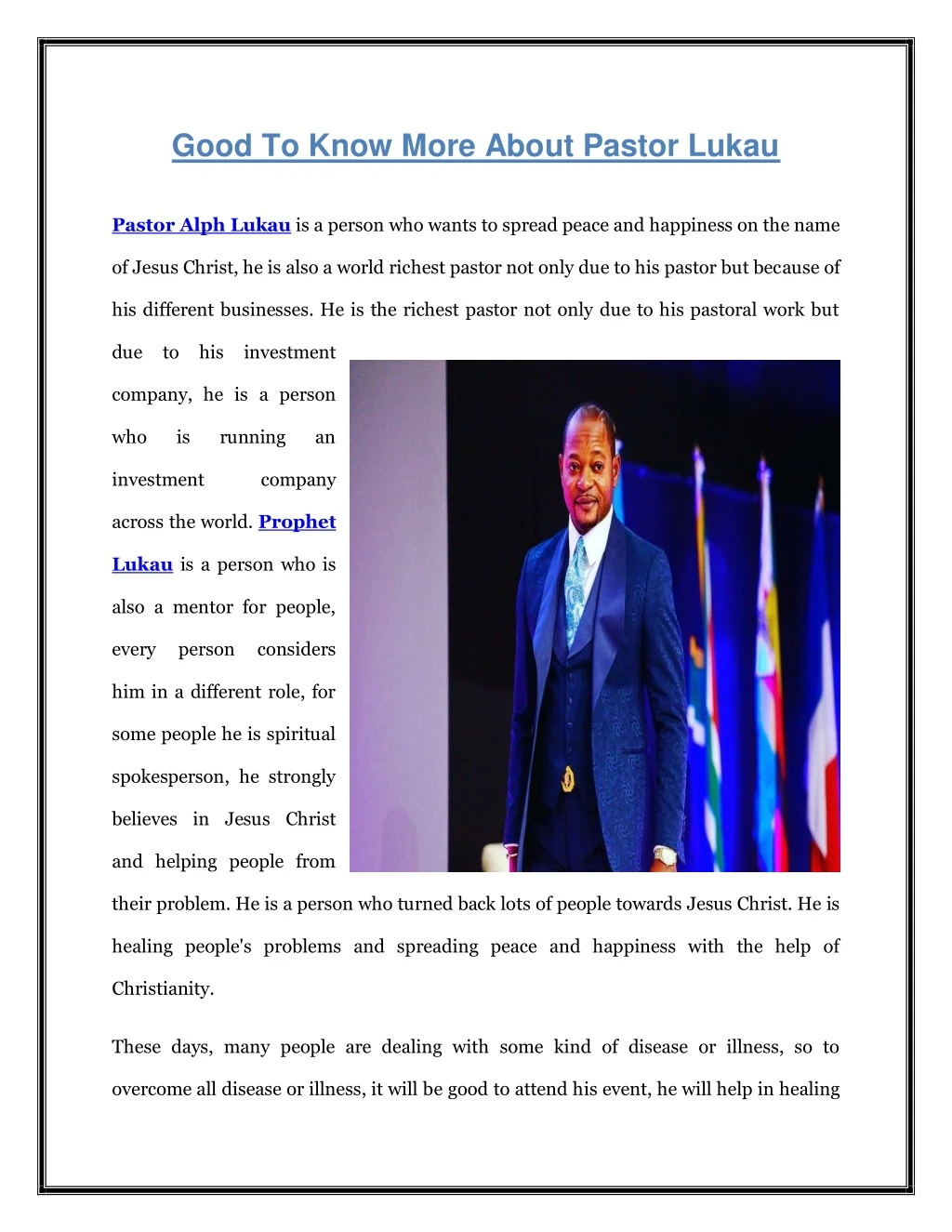good to know more about pastor lukau