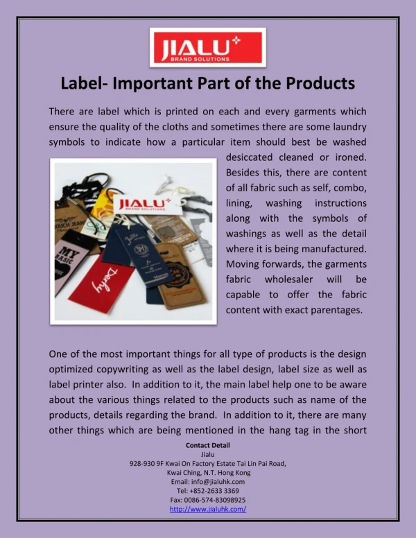 Label- Important Part of the Products