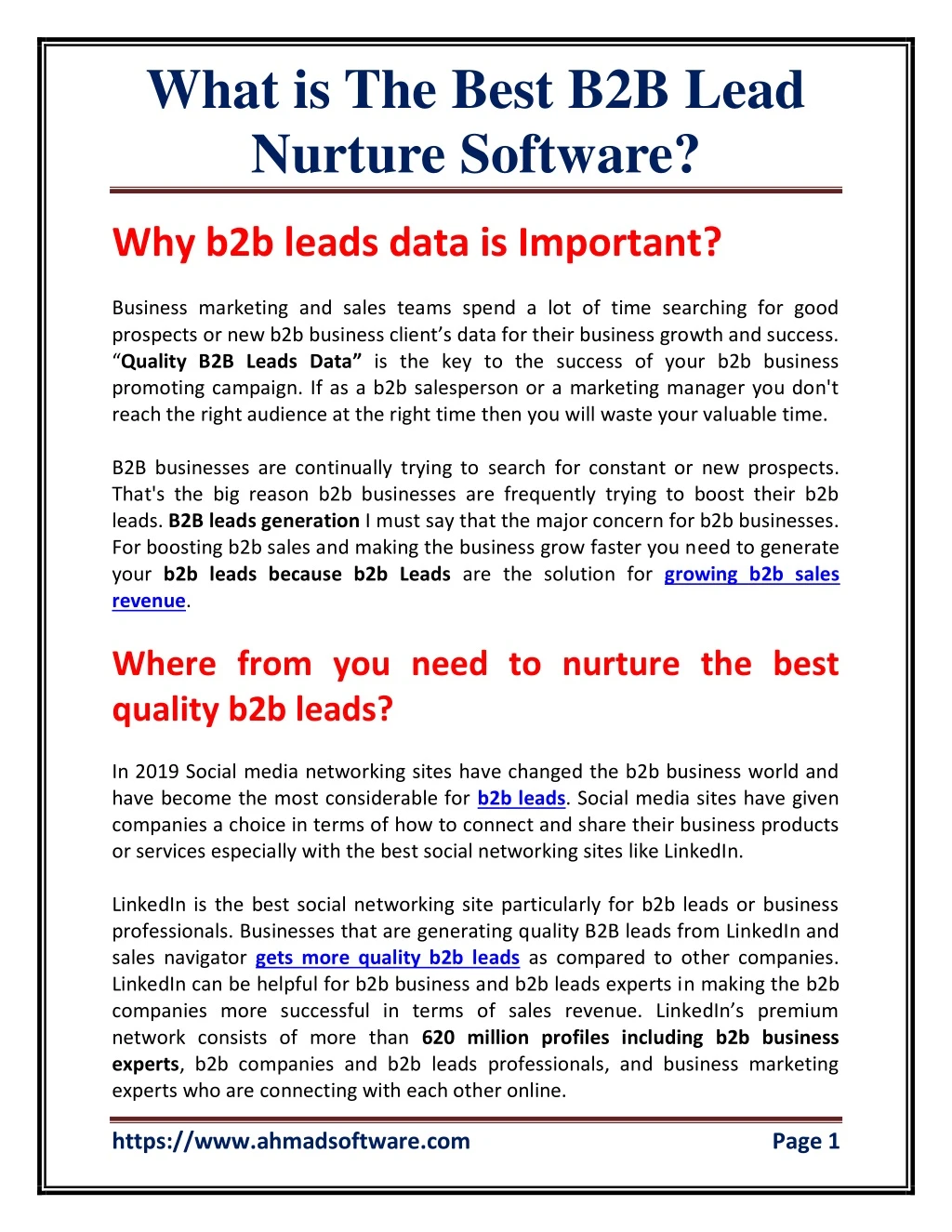 what is the best b2b lead nurture software