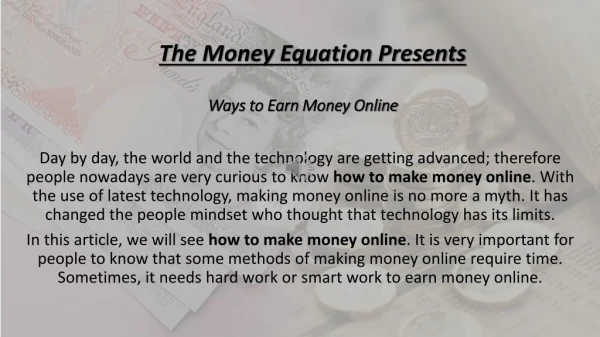 How to earn money online? Latest tips and tricks | The money equation
