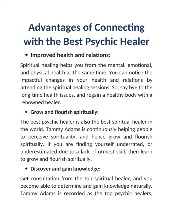 Advantages of Connecting with the Best Psychic Healer