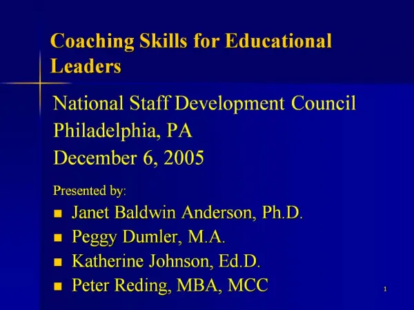 Coaching Skills for Educational Leaders