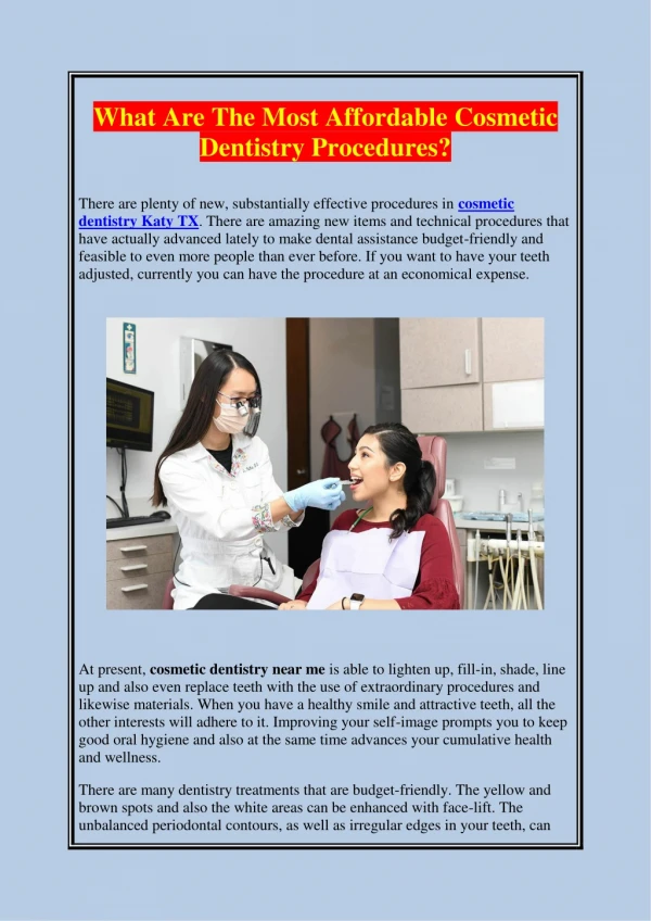 what are the most affordable cosmetic dentistry