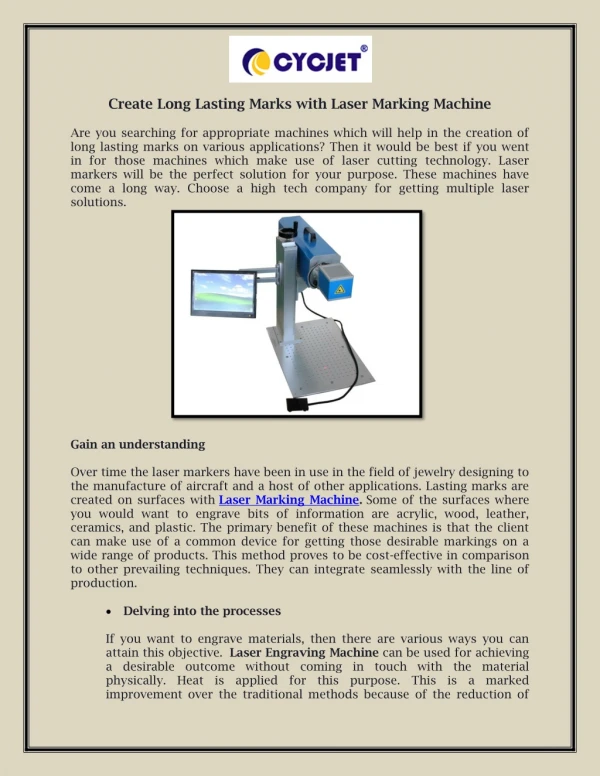 create long lasting marks with laser marking