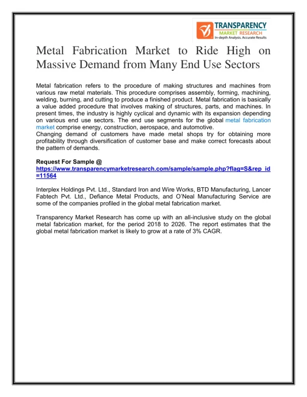 metal fabrication market to ride high on massive