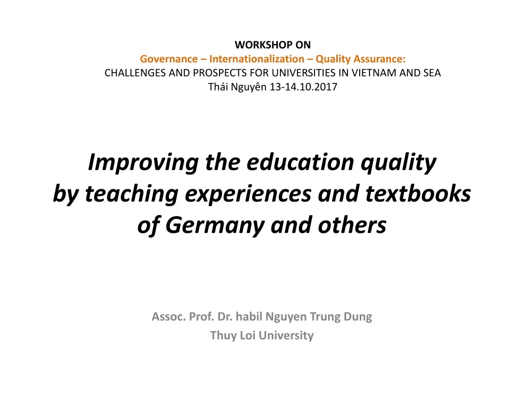 improving the education quality by teaching experiences and textbooks of germany and others