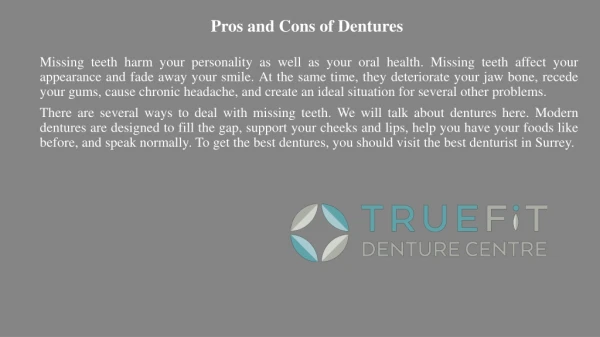 Pros and Cons of Denture