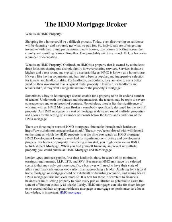 The HMO Mortgage Broker