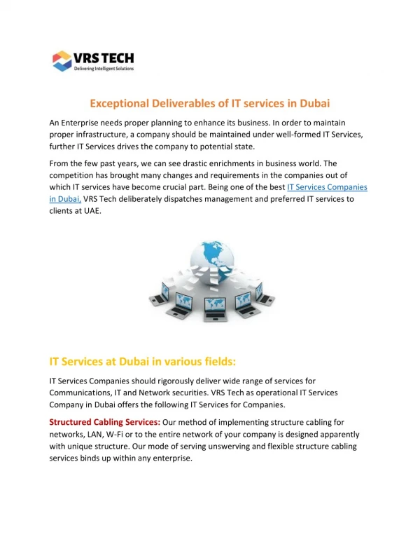 exceptional deliverables of it services in dubai