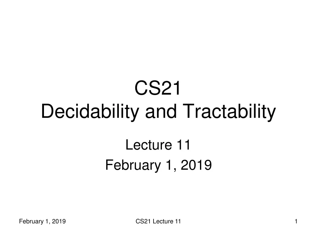 cs21 decidability and tractability