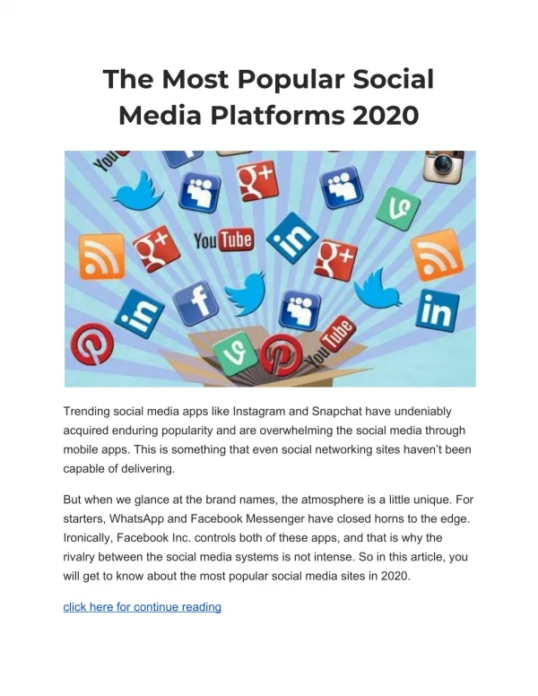 The Most Popular Social Media Platforms 2020