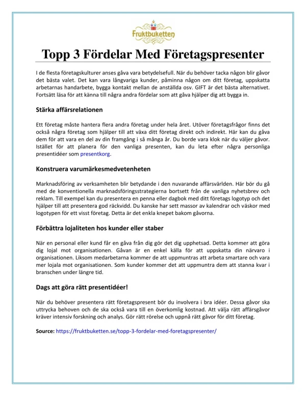 Topp 3 Fördelar Med Företagspresenter