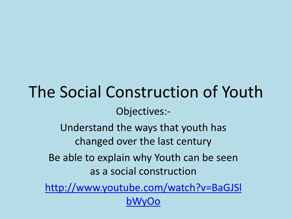 the social construction of youth