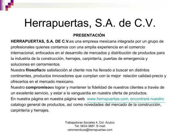 Herrapuertas, S.A. de C.V.
