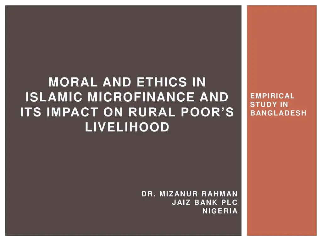 moral and ethics in islamic microfinance and its impact on rural poor s livelihood