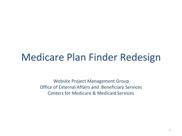 Medicare Plan Finder Redesign
