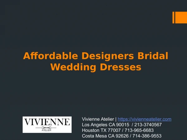Affordable Designers Bridal Wedding Dresses
