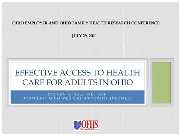 Effective Access to Health Care for Adults in Ohio