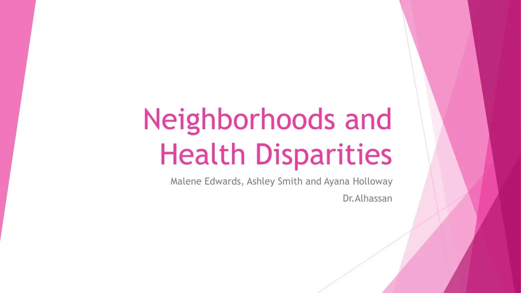 neighborhoods and health disparities