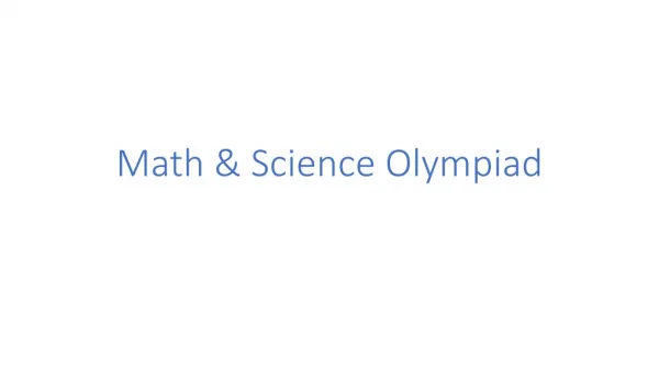 Math &amp; Science Olympiad